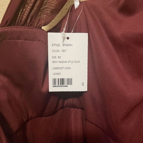 Jenny Packham NWT JP1034 Halter Chiffon Sleeveless Bridesmaid Dress Cabernet 10 - Picture 9 of 9